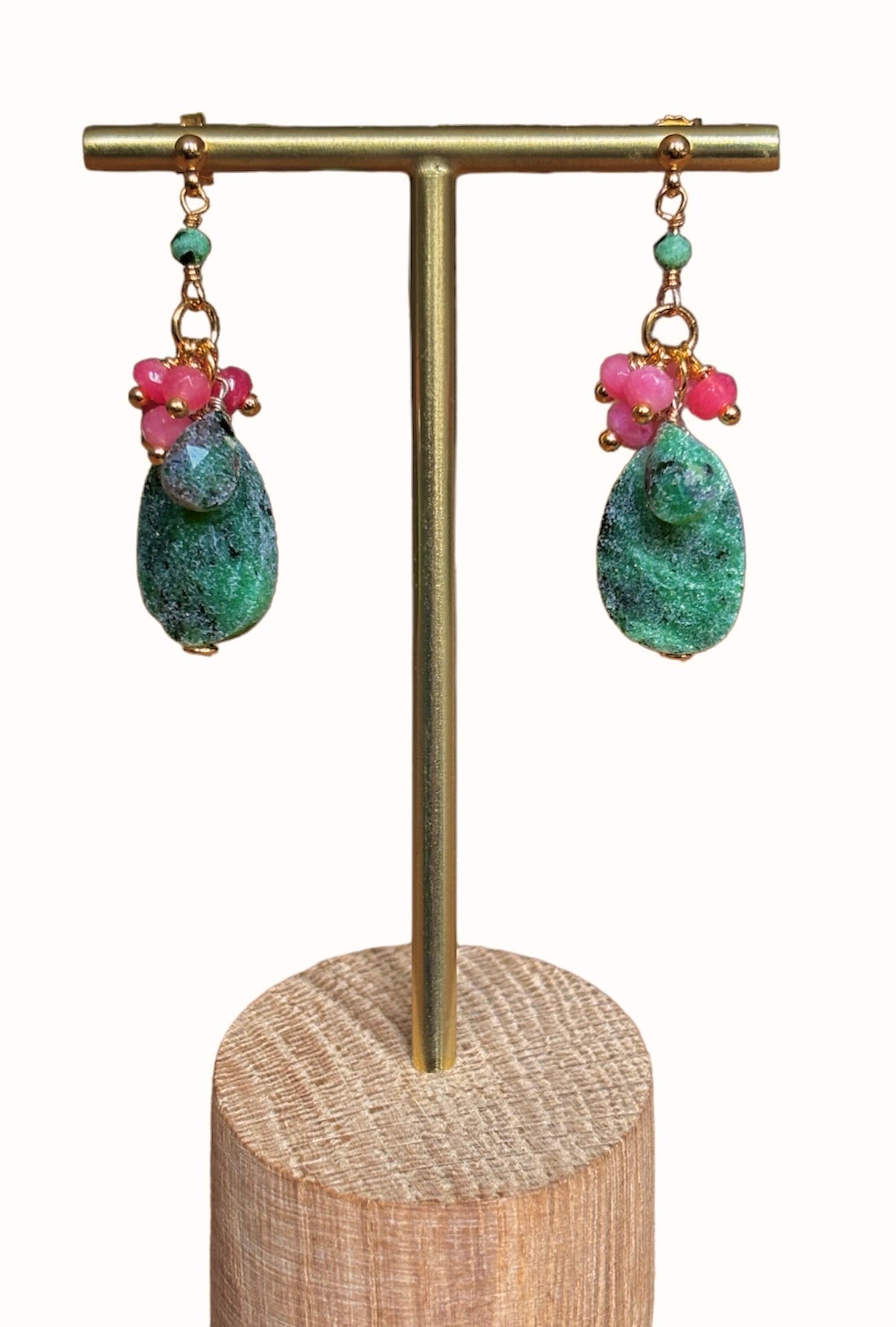 Boucles d'oreilles Constance CHRYSOCOLLE / RUBELLITE