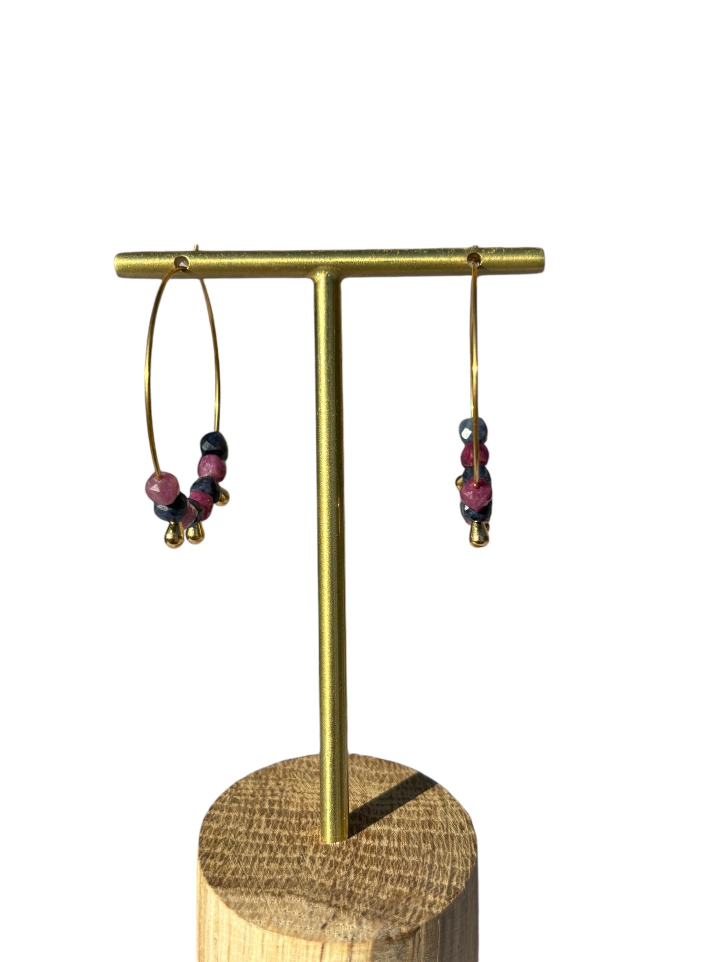 Boucles d'oreilles Sarah SILLIMANITE ROSE / IOLITE