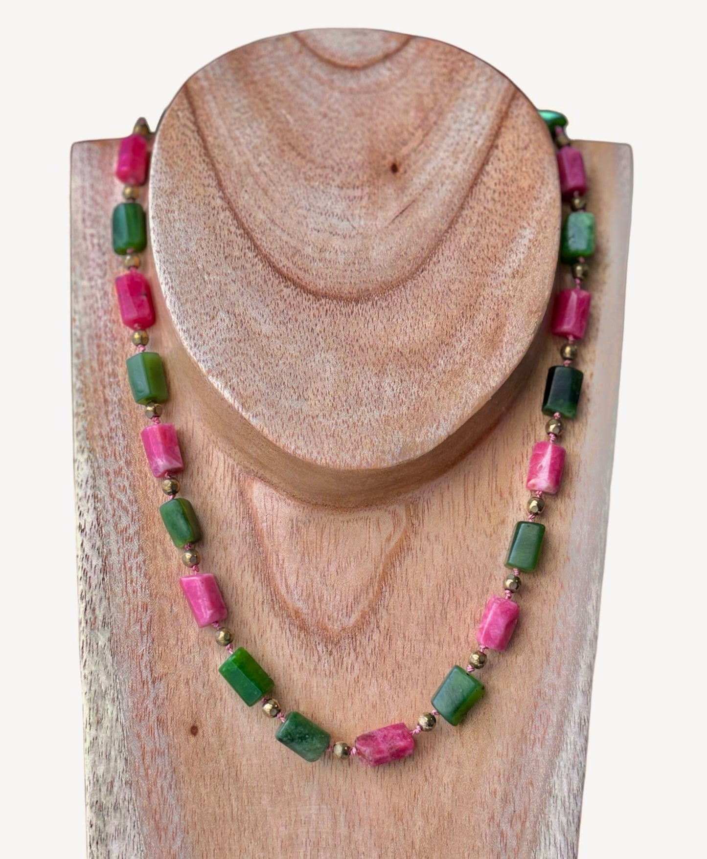 Collier Babeth SILLIMANITE ROUGE / MALACHITE