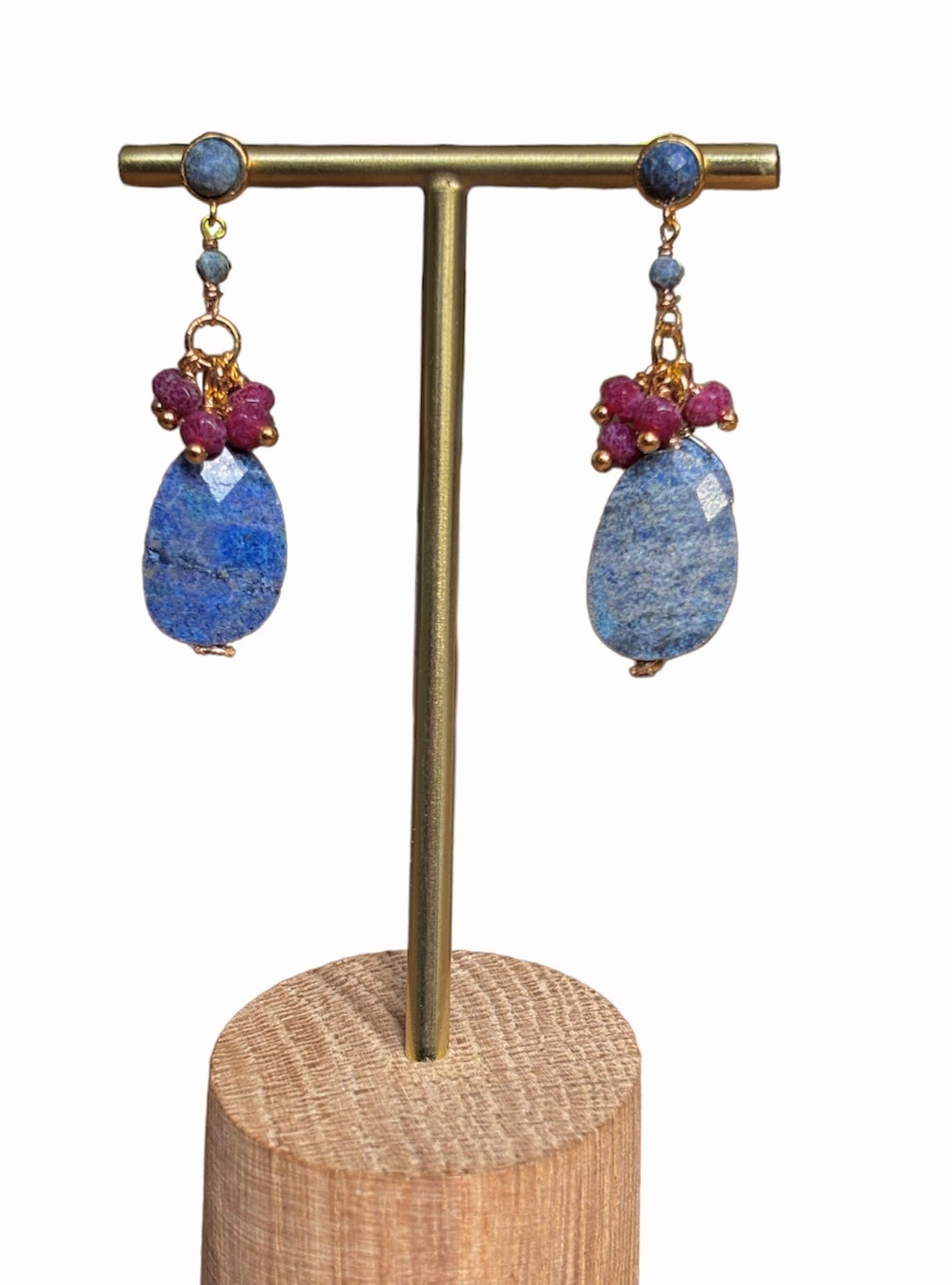 Boucles d'oreilles Constance LAPIS LAZULI / SILLIMANITE ROUGE