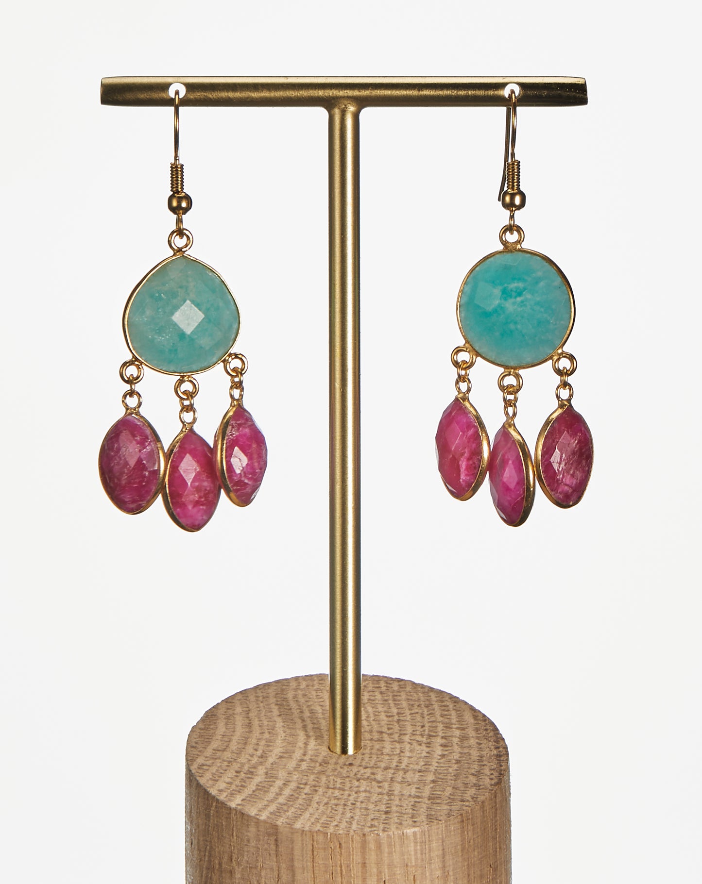 Earrings Levie AMAZONITE / PINK SILLIMANITE 