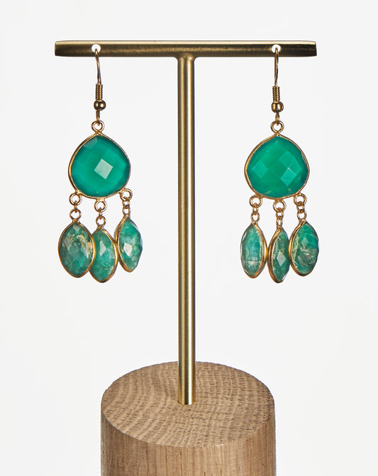 Boucles d'oreilles Levie MALACHITE / PERIDOT