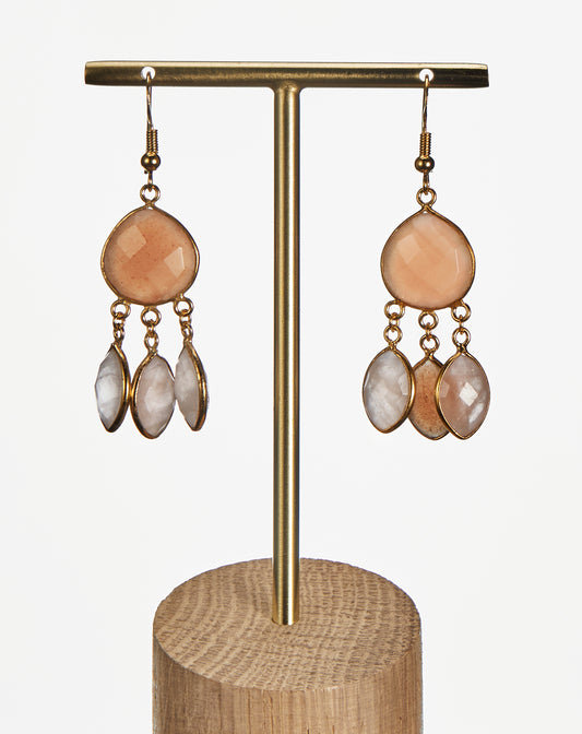 Earrings Levie ORANGE MOONSTONE / PINK QUARTZ 