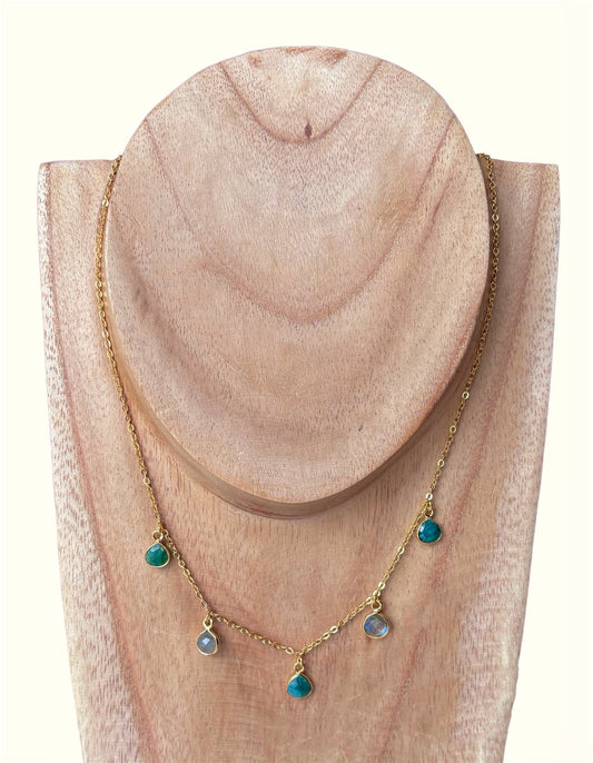 Collier Clairette MALACHITE / LABRADORITE