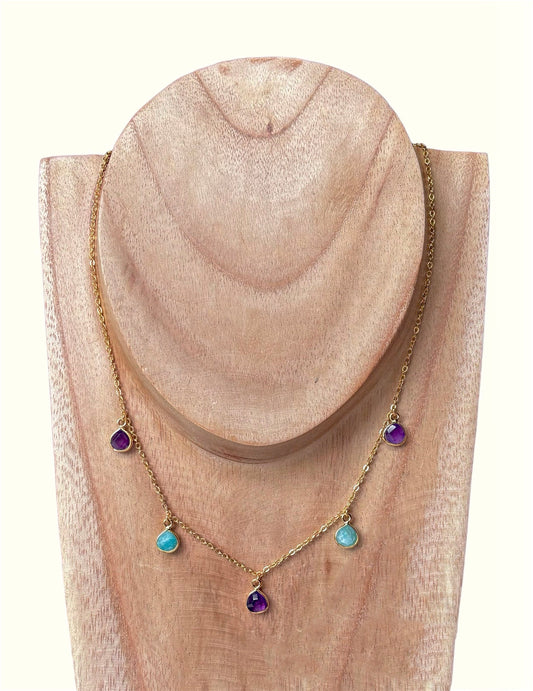 Collier Clairette AMAZONITE / AMETHYSTE