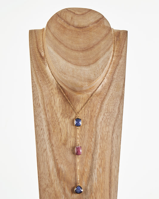 Collier Elena LAPIS LAZULI / SILLIMANITE ROSE